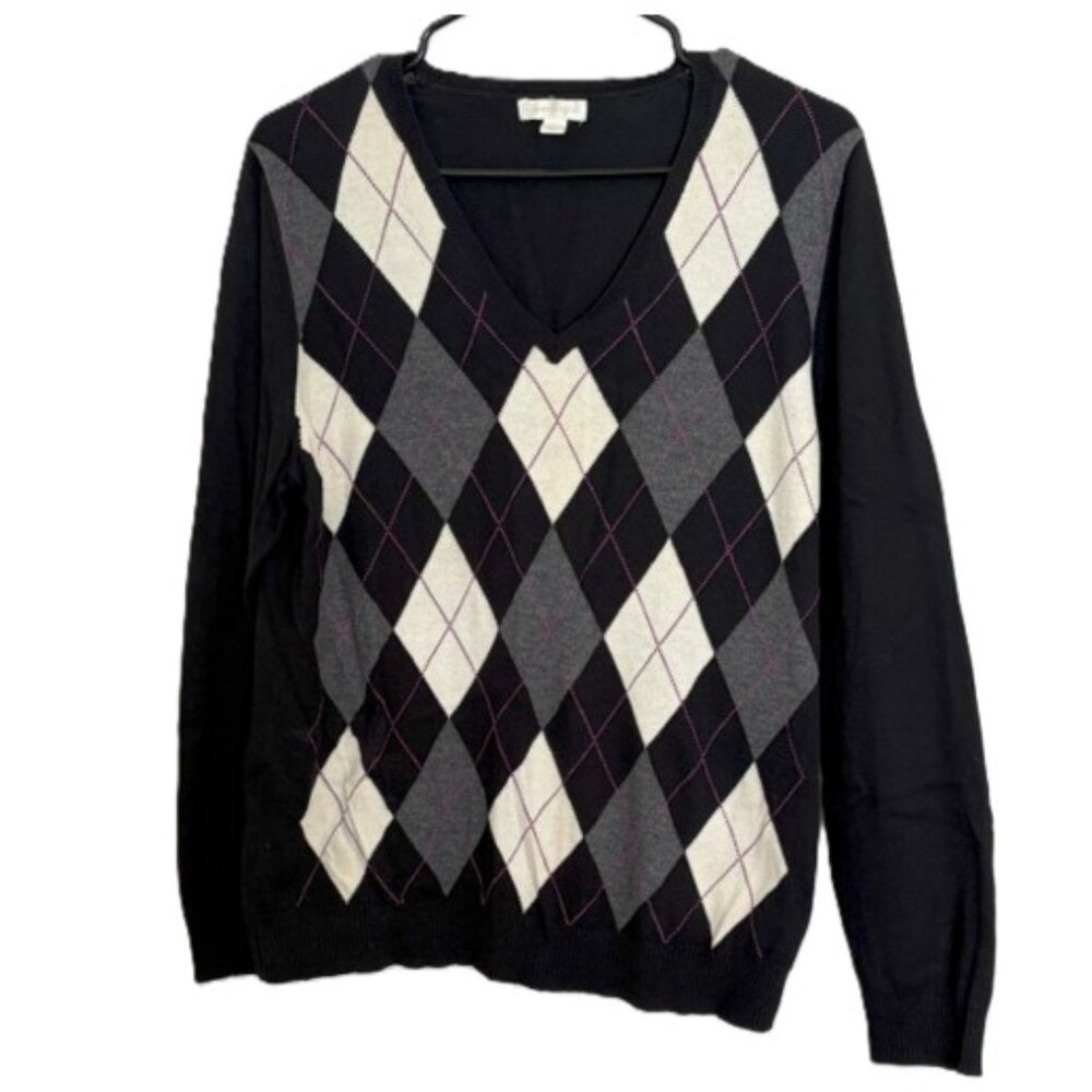 Charter Club Argyle V-Neck Sweater L/XL